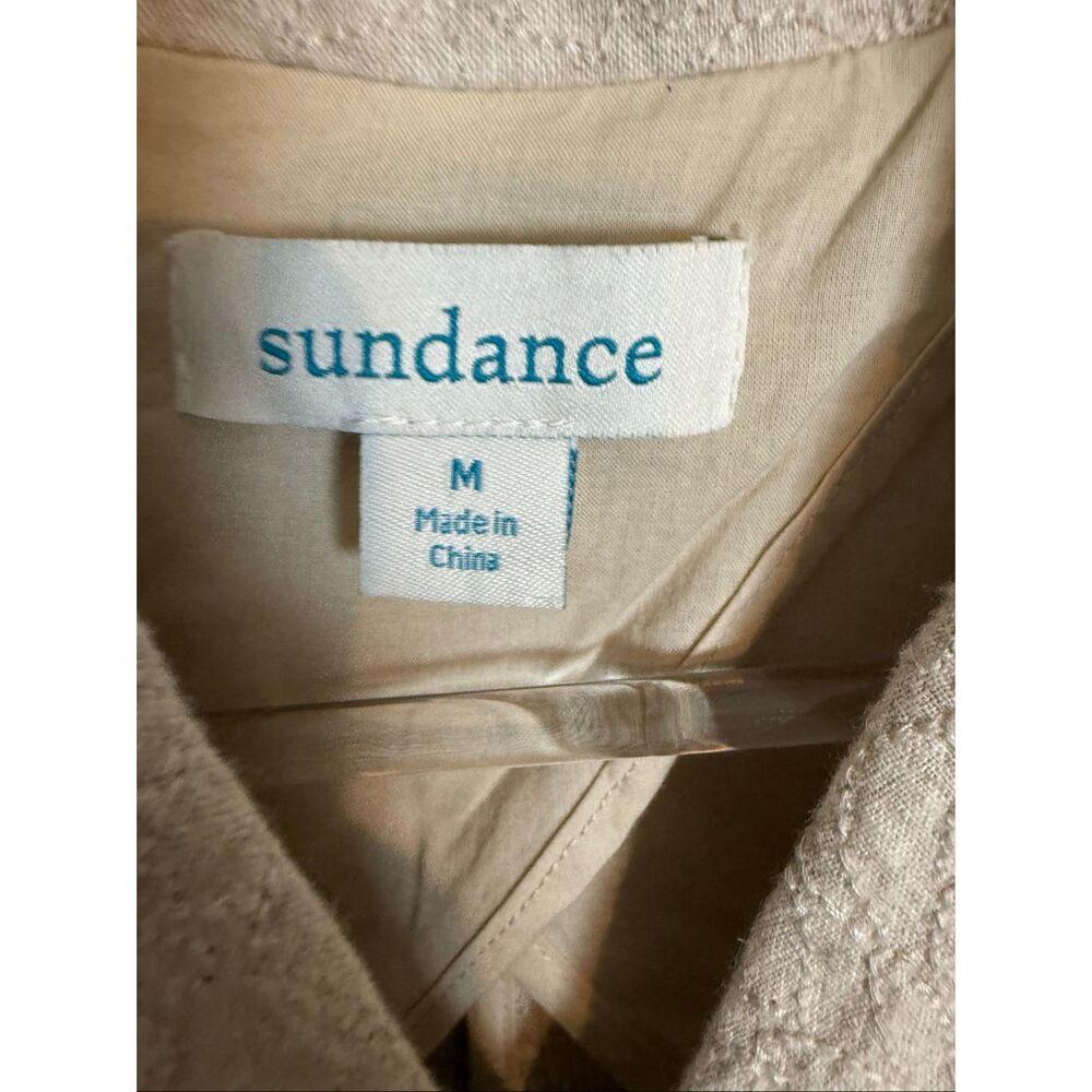 Sundance Beige Linen Cotton Embroidered Blazer Jacket Size M Cottagecore Coastal - Picture 6 of 8